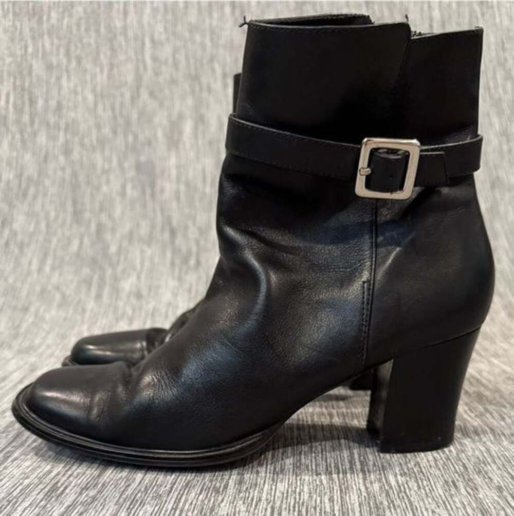 Karen Scott Black Leather Buckle Ankle Boots